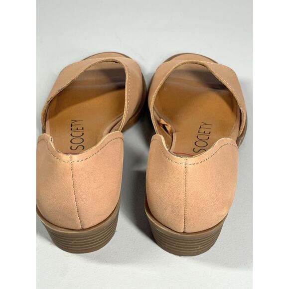 Sole Society Sefia Leather Shoes Womens 7.5 Beige Stack Heel Slip On Open Toe - Picture 6 of 11